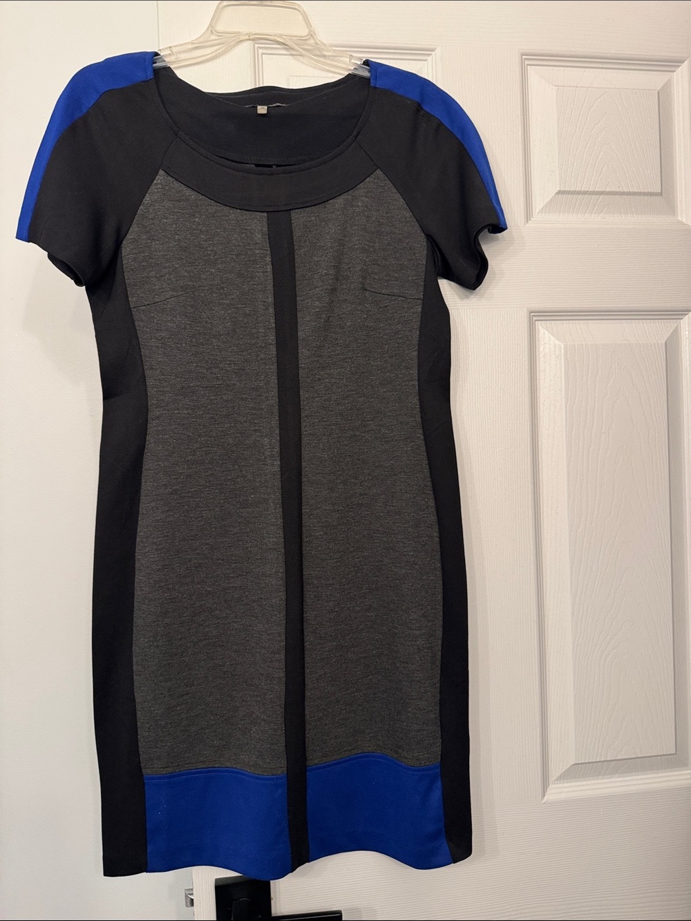 VENUS Gray and Blue Colorblock Ponte Sheath Dress